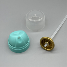 Deodorant body spray valve with high-output flow for commercial hospitality settings