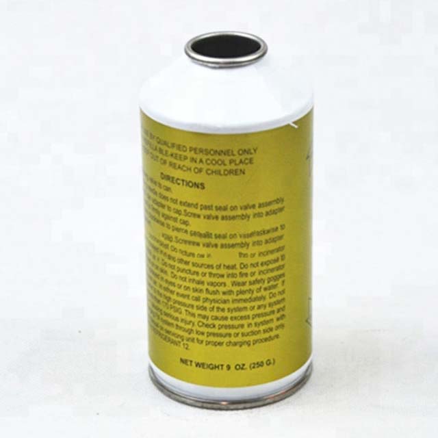 R134a Tukša aerosola skārda ledusskapja gāzes kanna ar krāsu